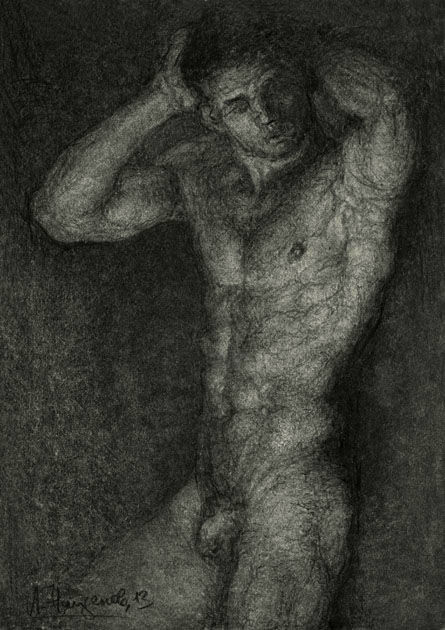 Painting titled "Male nude VII" by Lyubomir Naydenov, Original Artwork, Other