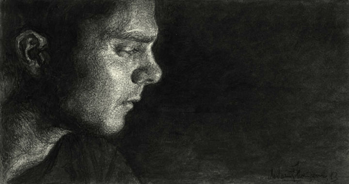 Pittura intitolato "Male portrait I" da Lyubomir Naydenov, Opera d'arte originale,