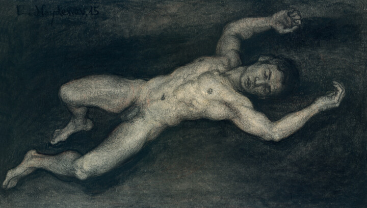「Lying male nude」というタイトルの描画 Lyubomir Naydenovによって, オリジナルのアートワーク, その他