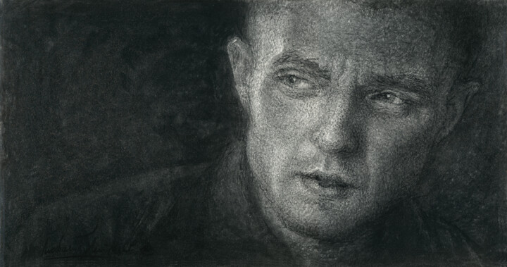 Drawing titled "Male portrait II" by Lyubomir Naydenov, Original Artwork, Charcoal
