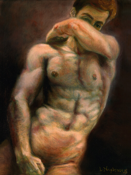 Painting titled "Male nude (I can se…" by Lyubomir Naydenov, Original Artwork