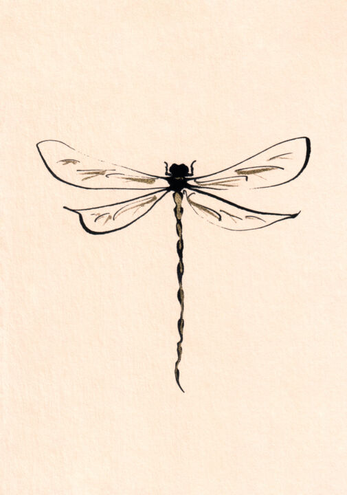 Рисунок под названием "Dragonfly" - Lyubov Fonareva, Подлинное произведение искусства, Чернила