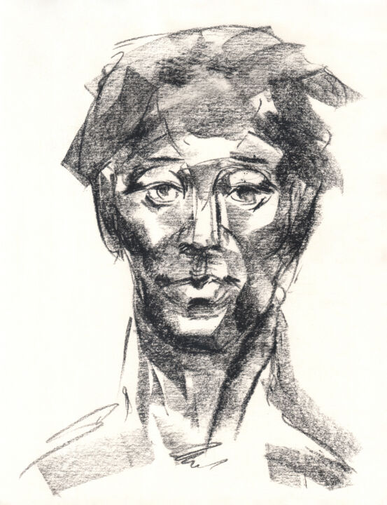 Disegno intitolato "Portrait study #1" da Lyubov Fonareva, Opera d'arte originale, Carbone