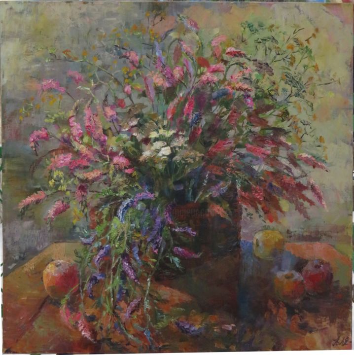 Painting titled "Wildflowers" by Lyudmila Aytuarova, Original Artwork, Oil