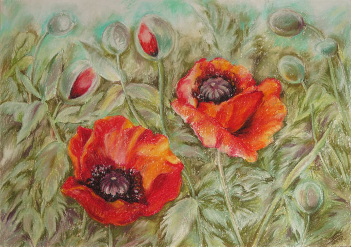 "Two magic flower" başlıklı Tablo Lyudmila Chupina tarafından, Orijinal sanat, Pastel