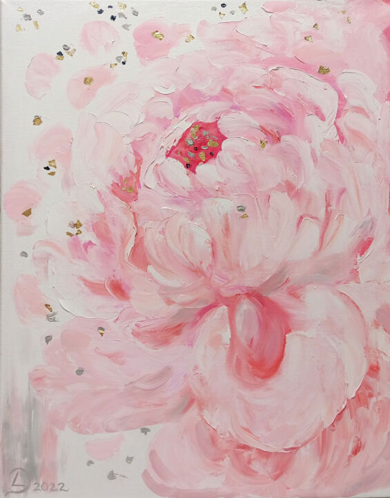 Pivoine Rose Blanche., Painting by Lyudmila Degtyar | Artmajeur