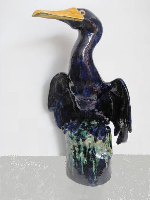 Скульптура под названием "Баклан синий" - Скульптор, Подлинное произведение искусства, Керамика