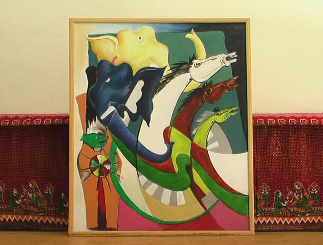 Painting titled "oil on canwas" by M.A.Hussain, Original Artwork