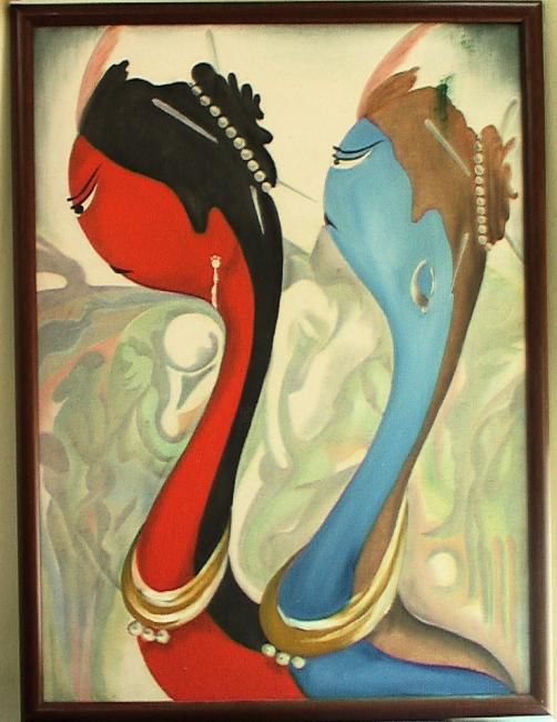 Painting titled "shiva-parvati" by M.A.Hussain, Original Artwork