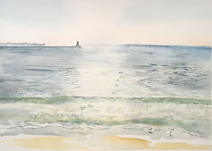 Peinture intitulée "Atlantique Ocean" par M Batté Gauthier (M B), Œuvre d'art originale, Aquarelle