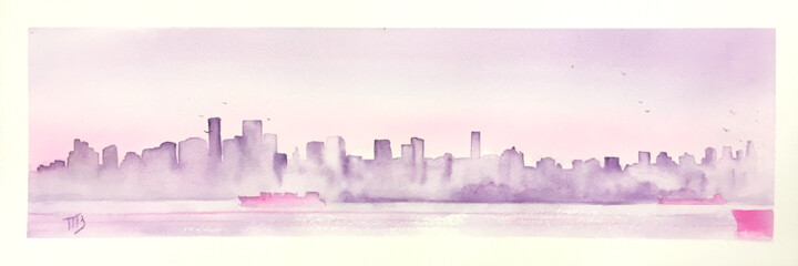 绘画 标题为“Vancouver Morning L…” 由M Batté Gauthier (M B), 原创艺术品, 水彩