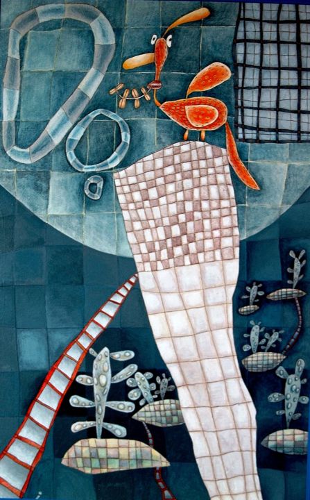 Pittura intitolato "OISEAU" da Marie-Claire Warmont, Opera d'arte originale, Acrilico
