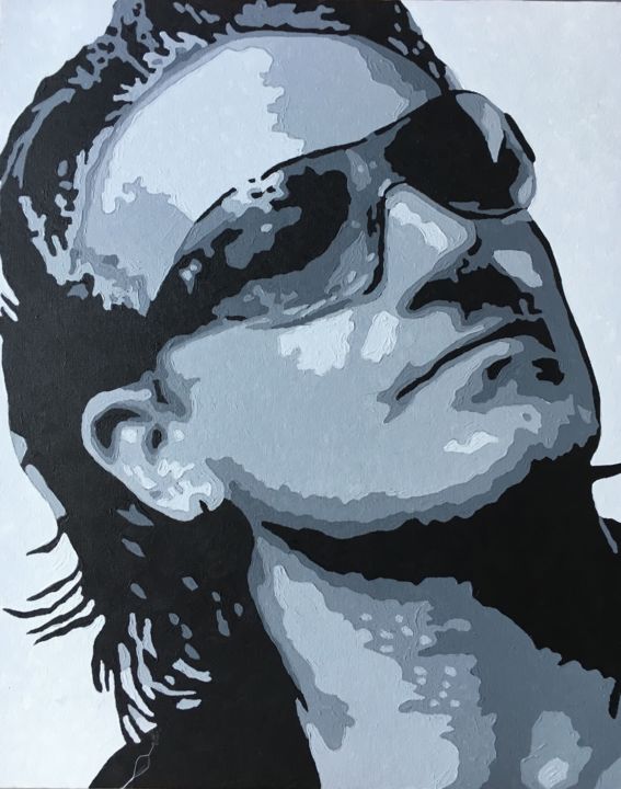 Peinture intitulée "Bono - u2" par Michel Carre, Œuvre d'art originale, Acrylique