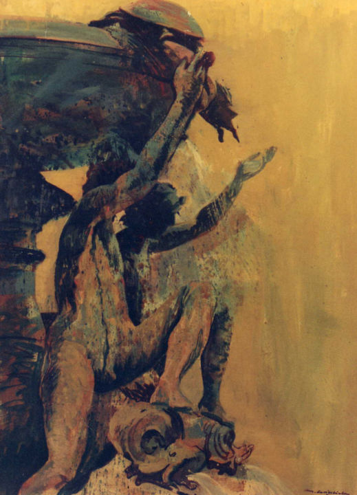 Pittura intitolato ""Fontana"" da Maurizio Cavicchiola, Opera d'arte originale, Tempera