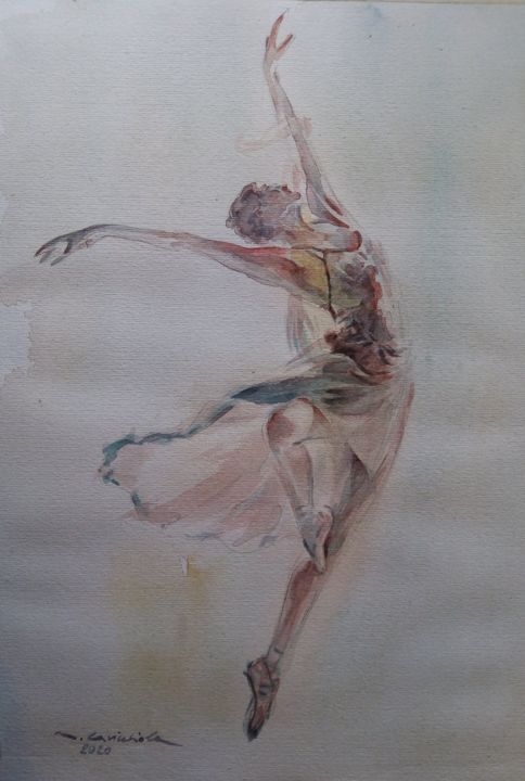 Pittura intitolato "Danzatrice" da Maurizio Cavicchiola, Opera d'arte originale, Acquarello