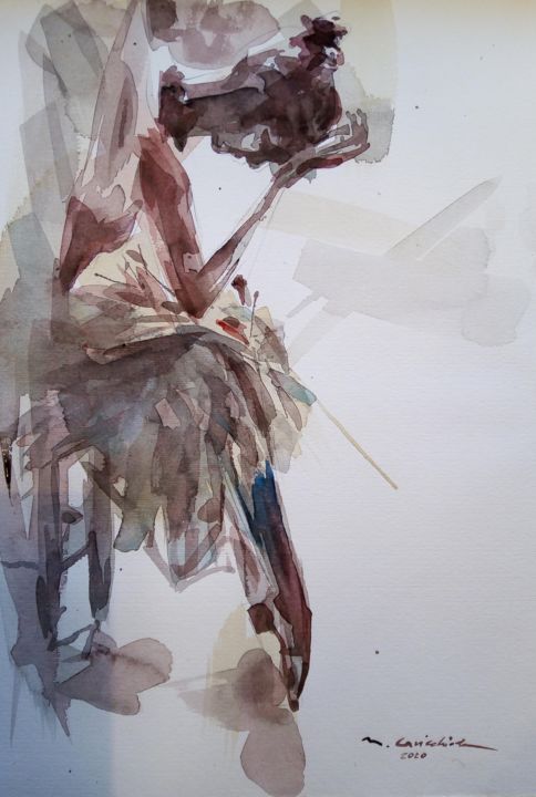 Pittura intitolato "Raccoglimento danza" da Maurizio Cavicchiola, Opera d'arte originale, Acquarello