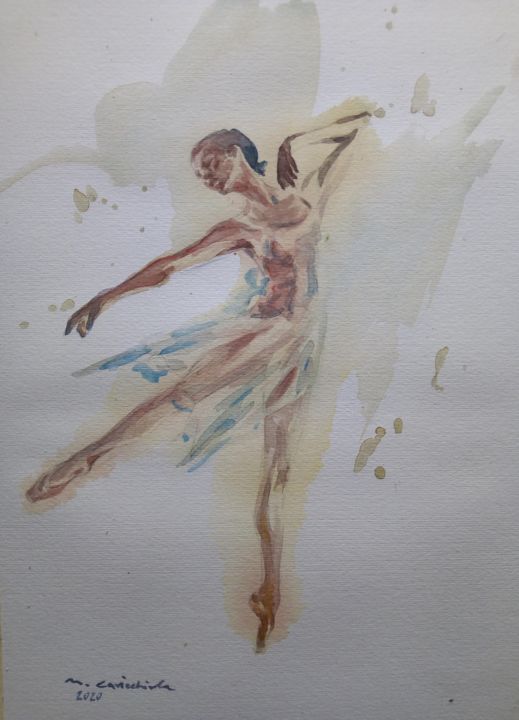 Malerei mit dem Titel "Balletto" von Maurizio Cavicchiola, Original-Kunstwerk, Aquarell