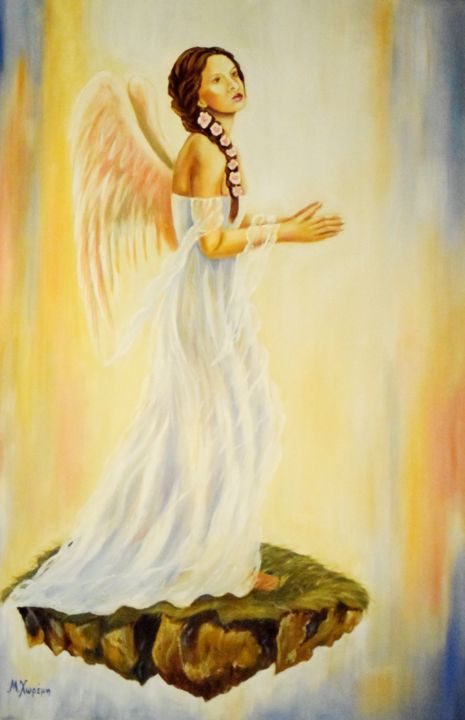 Pintura intitulada "ANGEL" por Maria Choreme, Obras de arte originais, Óleo