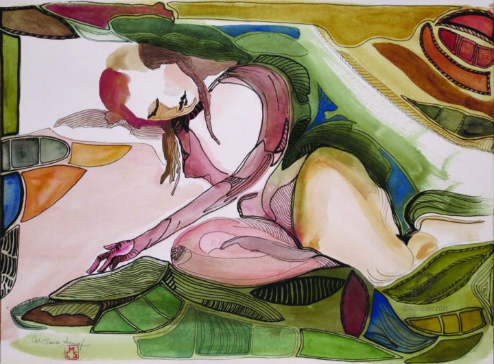 Peinture intitulée "Bela adormecida" par M.Clarice Sarraf, Œuvre d'art originale, Aquarelle