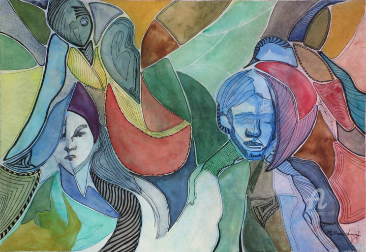 Pintura intitulada "Casulos XI - Isolam…" por M.Clarice Sarraf, Obras de arte originais, Aquarela