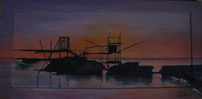 Painting titled "TRABOCCHI" by M.D-Agostino, Original Artwork, Acrylic