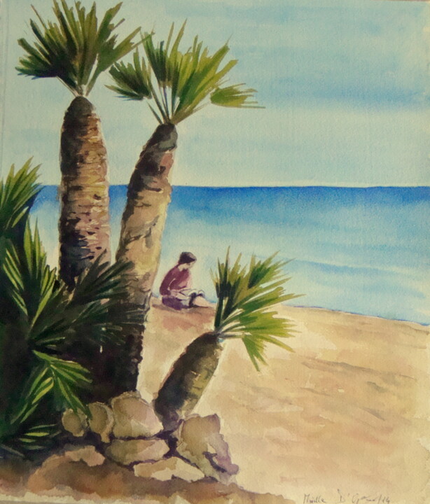 Painting titled ""UN GIORNO IN SPIAG…" by M.D-Agostino, Original Artwork, Watercolor