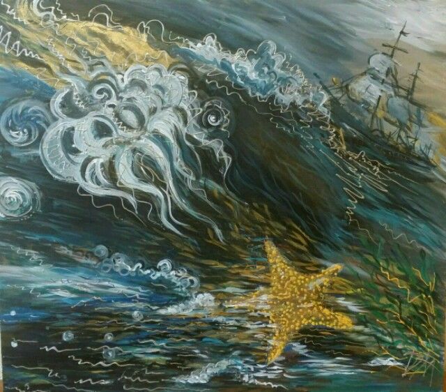 Peinture intitulée "Морская фантазия" par Diana Mur, Œuvre d'art originale, Acrylique