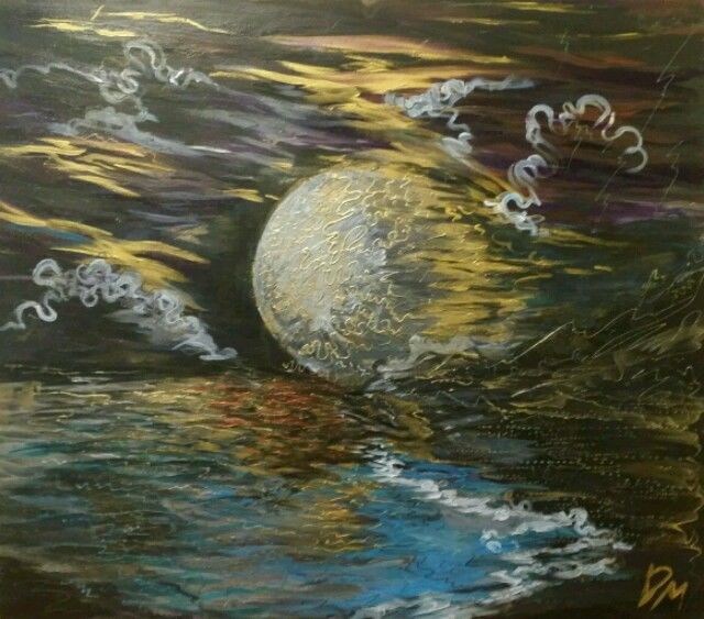 Peinture intitulée "Space moon" par Diana Mur, Œuvre d'art originale, Acrylique