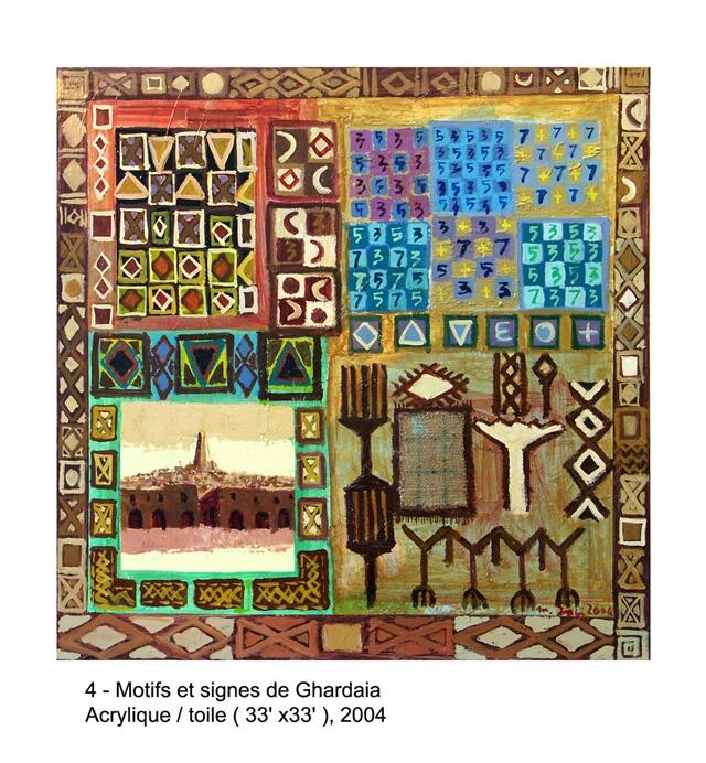 Pintura titulada "Motifs de ghardaia 2" por M'Hamed Saci, Obra de arte original, Oleo