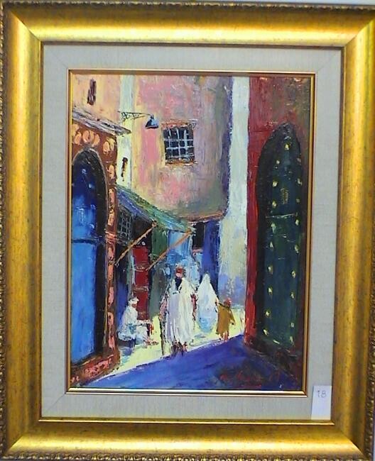 Peinture intitulée "Casbah rue porte ne…" par M'Hamed Saci, Œuvre d'art originale