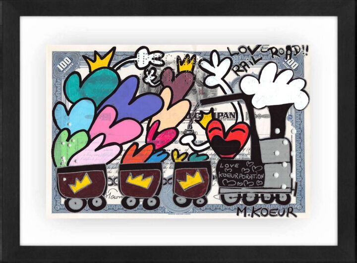 Painting titled "Love Railroad Koeur…" by M. Koeur, Original Artwork, Acrylic