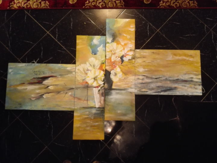 Painting titled "Fleurs" by Mohammed Lakhdar, Original Artwork, Acrylic