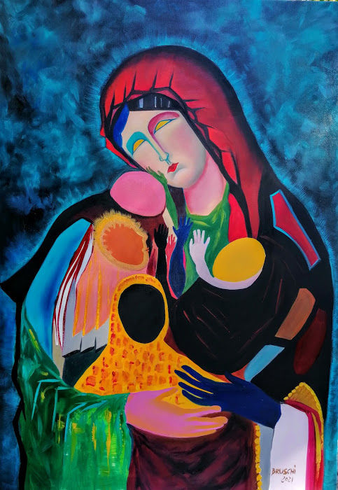 Pintura intitulada "Nostra Signora dei…" por Maria Letizia Bruschi, Obras de arte originais, Óleo