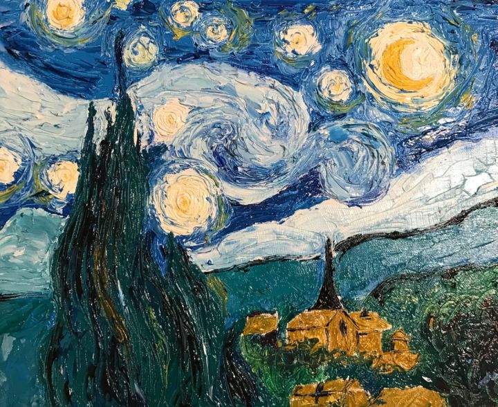 Dessin intitulée "My Night Sky" par Marina Maydanyuk, Œuvre d'art originale, Huile