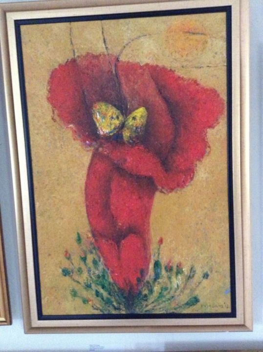 Painting titled "Flower in My Garden" by M Mazola, Original Artwork, Oil