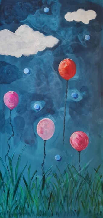 Painting titled "Balloons" by Marijke Mol, Original Artwork, Acrylic