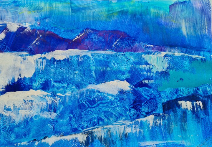 Peinture intitulée "ICELAND in blue" par Marijke Mol, Œuvre d'art originale, Acrylique