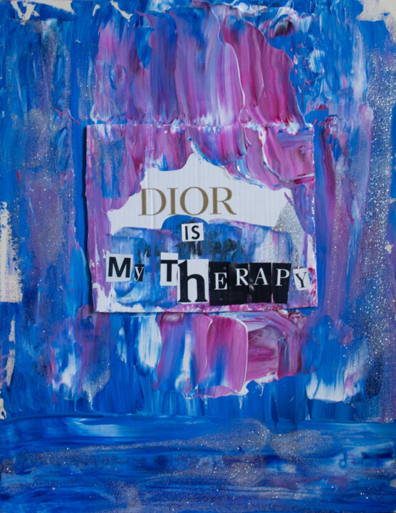 Collages titled "Dior is my therapy" by M. Mystery Artist, Original Artwork, Collages