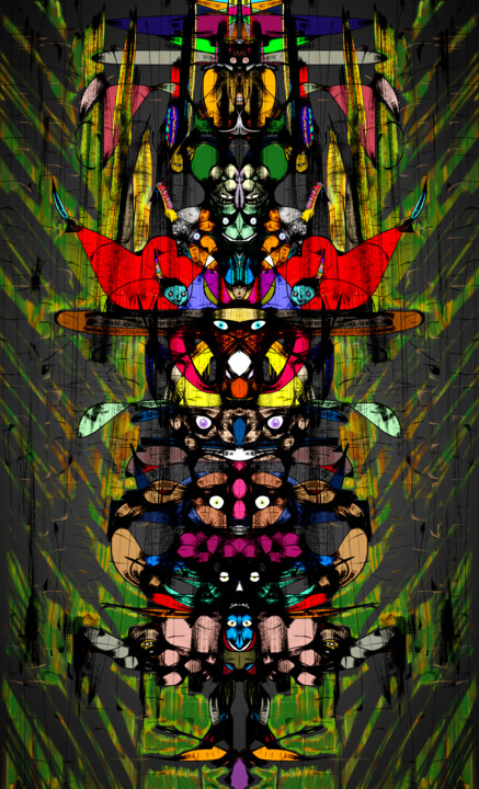 Digital Arts titled "Totem In Bamboo.png" by Məˈnæsə, Original Artwork, Digital Painting