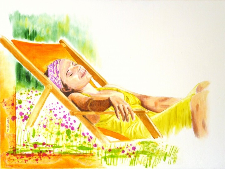 Malerei mit dem Titel "Sous le soleil" von M.Ou Mme Rajot Jean Louis, Original-Kunstwerk