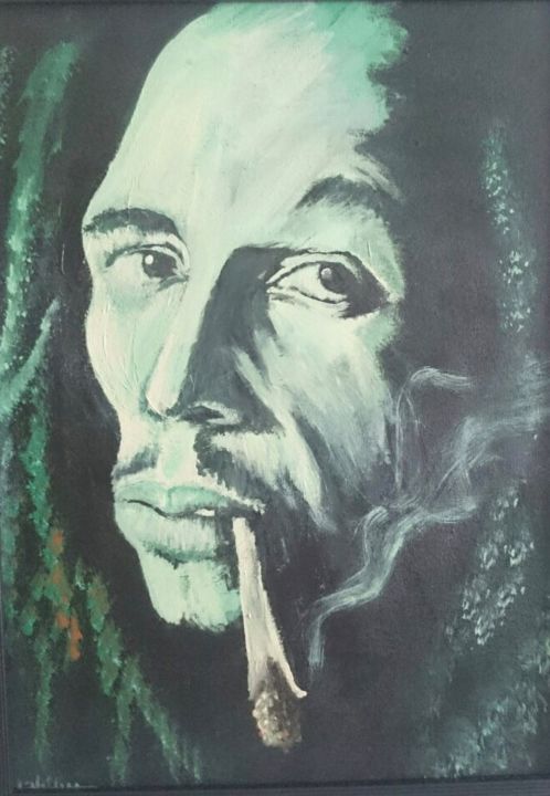 Painting titled "bob marely" by Mohammad Saeeian, Original Artwork, Acrylic