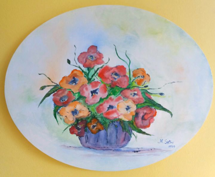 Peinture intitulée "Blumenfreude" par Martina Silber, Œuvre d'art originale, Aquarelle