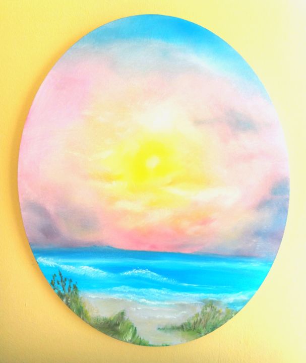Malerei mit dem Titel "Sommerhimmel" von Martina Silber, Original-Kunstwerk, Öl