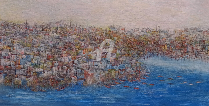 Peinture intitulée "Home Town" par M. Singh, Œuvre d'art originale, Acrylique