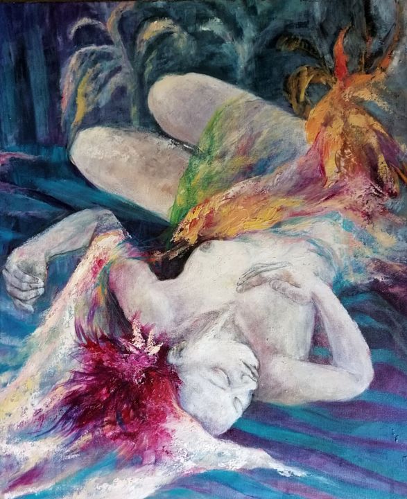 Painting titled "La Sirena" by Magdalena Weber, Original Artwork, Oil