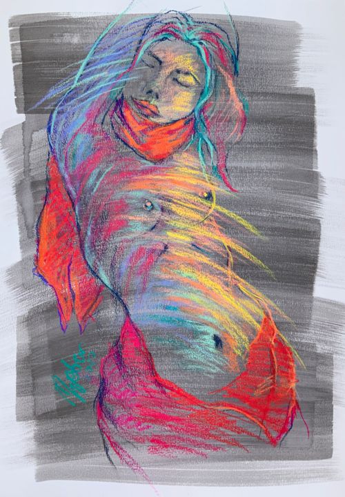 Painting titled "Nude Art Erotica Fe…" by Magdalena Weber, Original Artwork, Pastel