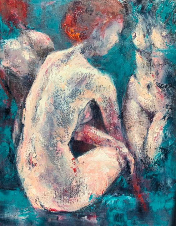 Картина под названием "Three Graces" - Magdalena Weber, Подлинное произведение искусства, Масло