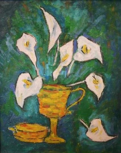 Painting titled "Flowers" by Mihai Micu, Original Artwork, Oil