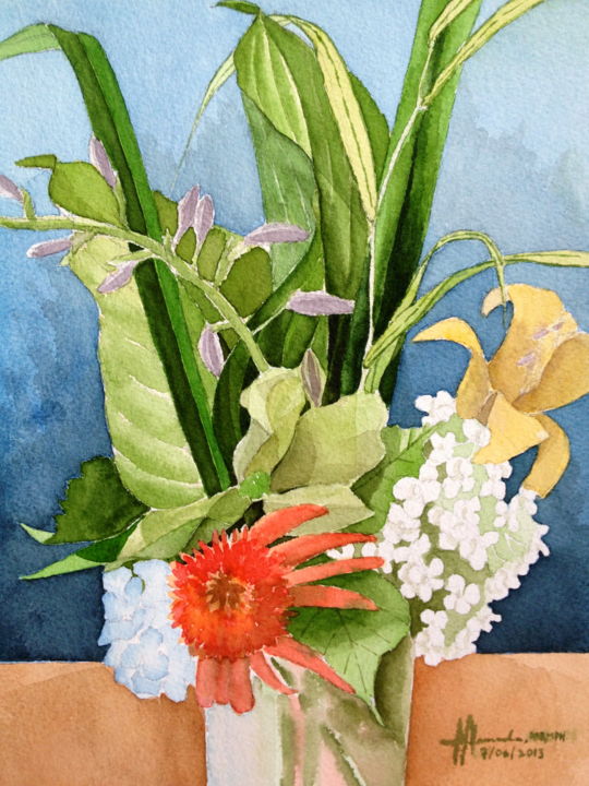 Pintura intitulada "Flowers Stolen by J…" por Ma Bella Ponferrada, Obras de arte originais