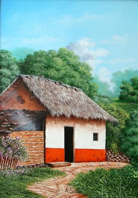 Painting titled "Paisaje Colombiano 5" by Ma Heriberta Vega Coronel Artista Mexica, Original Artwork